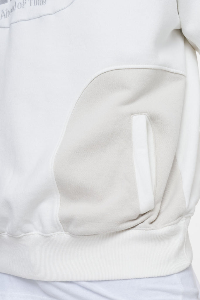 Curvel Oversized Patchwork Hoodie Washed Bright White Cloud Hoodies | Men Ahead of Time Male 