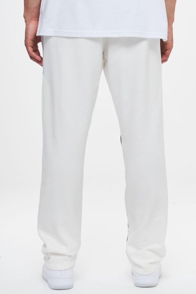 Miskin Patchwork Wide Sweat Pants Washed Bright White Sea Ice Bottoms | Men Ahead of Time Male 