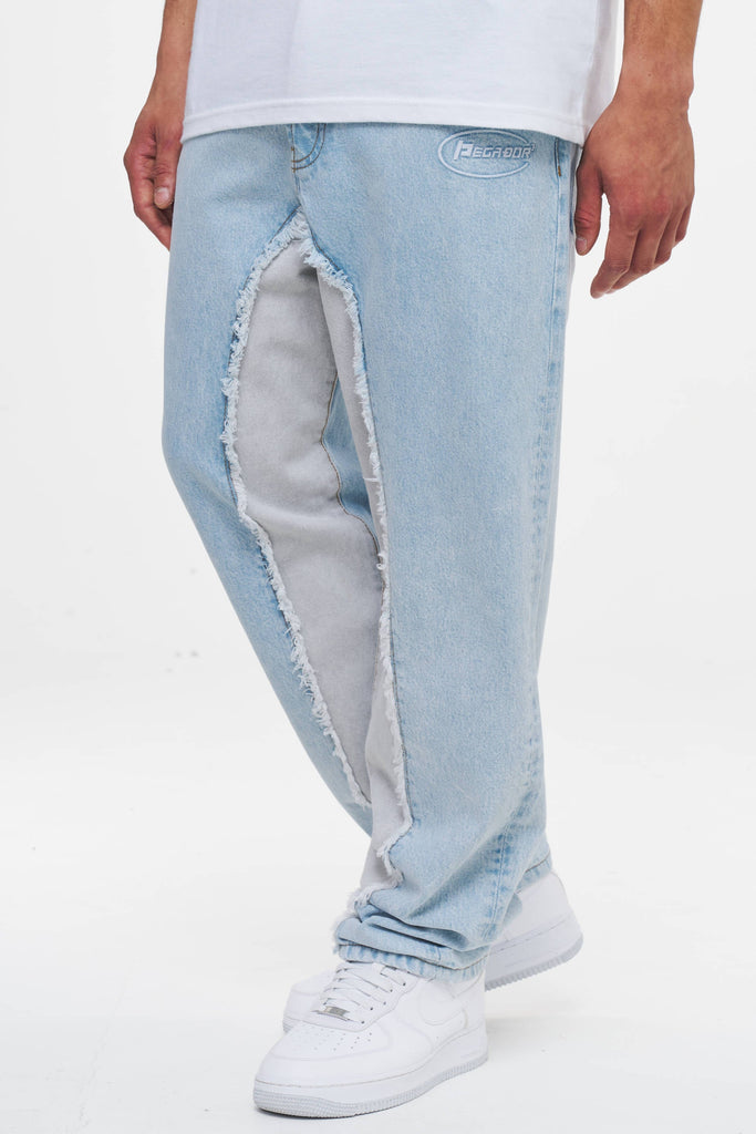 Cronin Curved Baggy Jeans Washed Vintage Blue Light Grey Jeans | Men Ahead of Time Male 