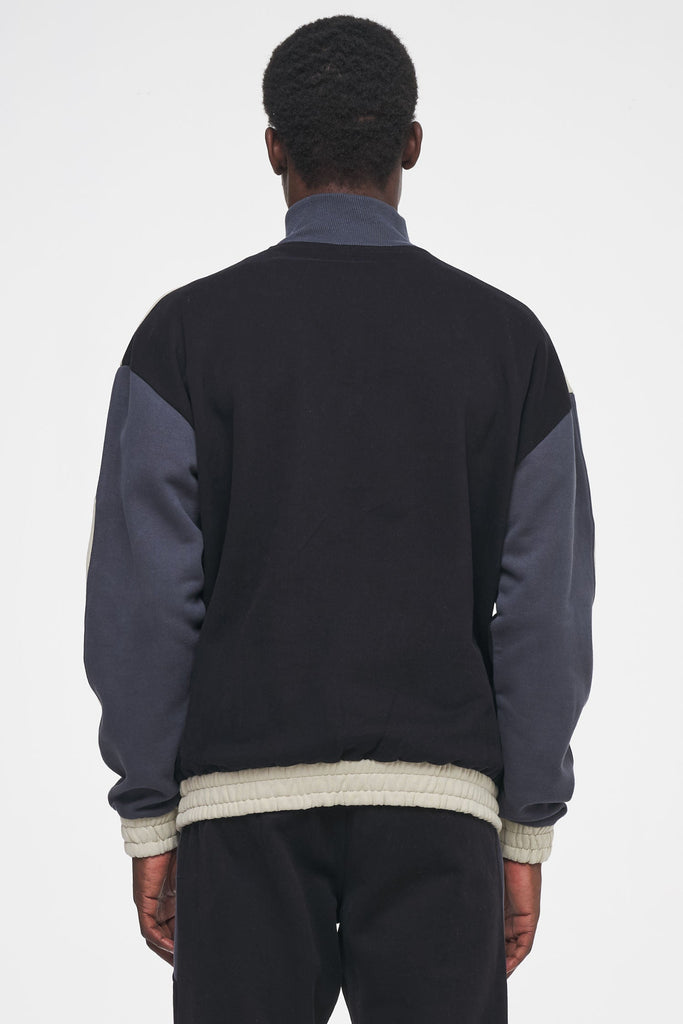 Hayes Oversized Patchwork Halfzip Sweater Black Polar Beige Sweater | Men Ahead of Time Male 