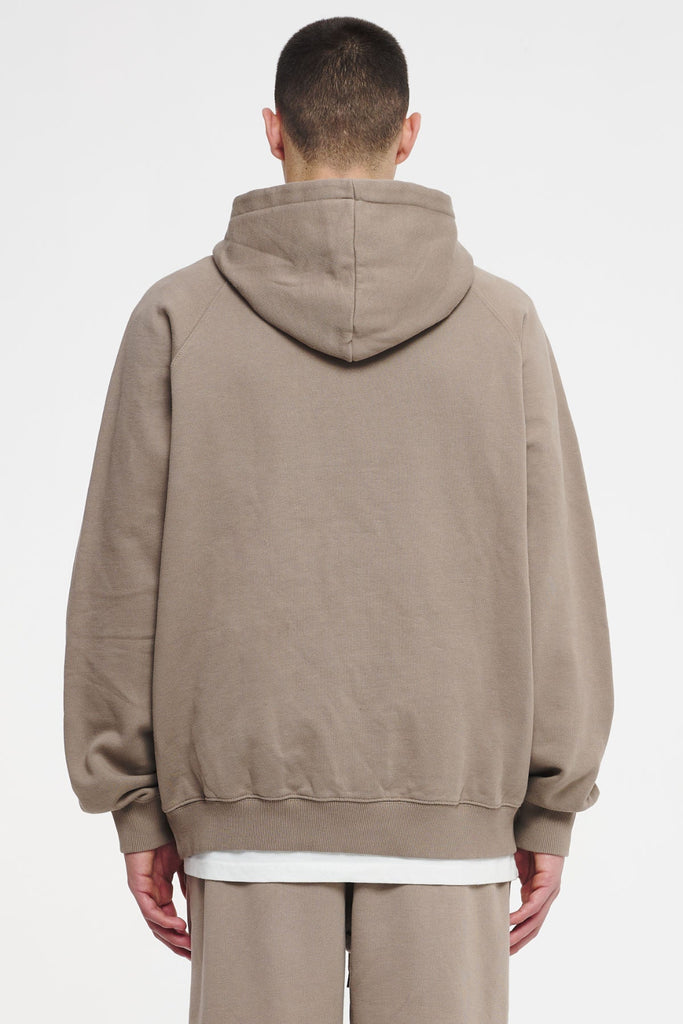 Logo Oversized Halfzip Hoodie Washed Taupe Hoodies | Men Cold Hearted | Male 