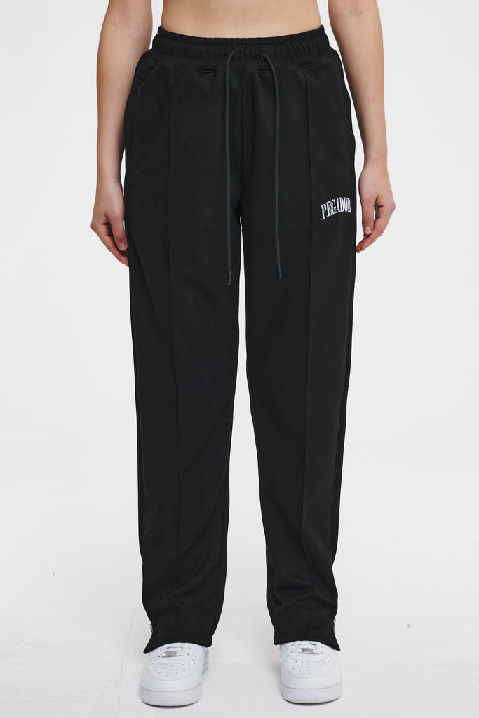 Christie Suede Wide Track Pants Black Bottoms | Women Cold Hearted | Female 