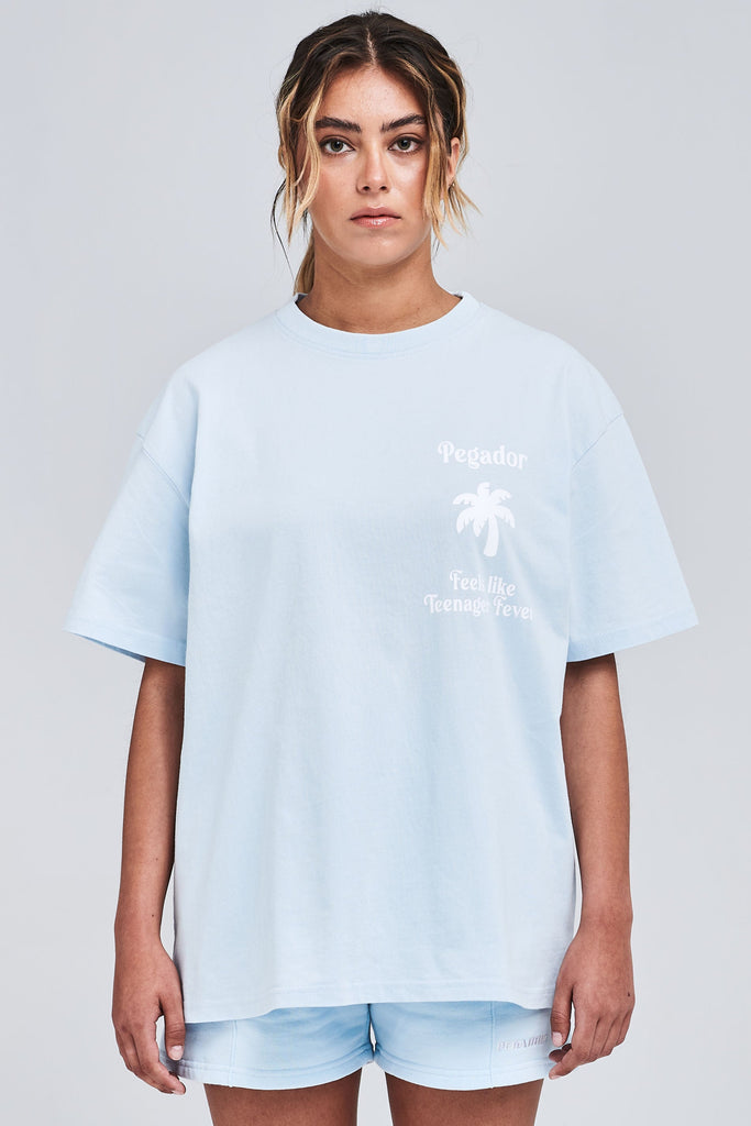 Collins Oversized Tee Washed Ice Blue Tees | Women Modern Reality Women 