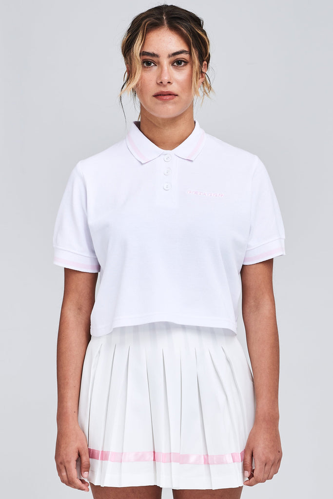 Clearwater Cropped Polo Shirt White Tees | Women Modern Reality Women 