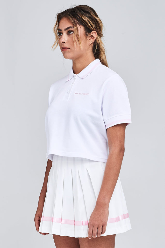 Clearwater Cropped Polo Shirt White Tees | Women Modern Reality Women 