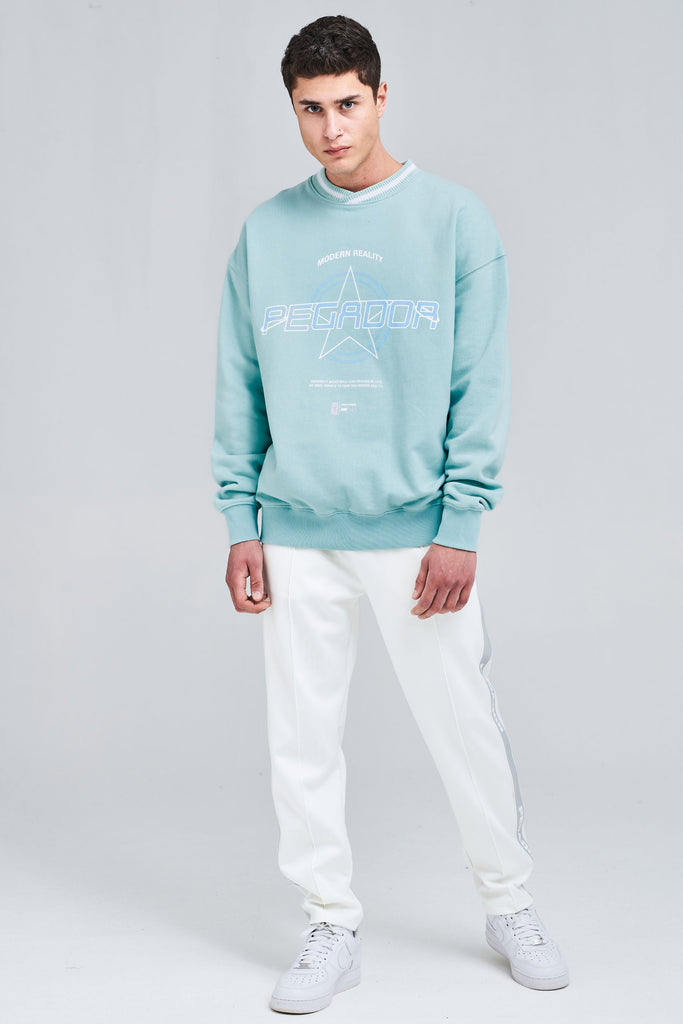 Joliet Oversized Sweater Washed Turquoise White Sweater | Men Modern Reality Men 