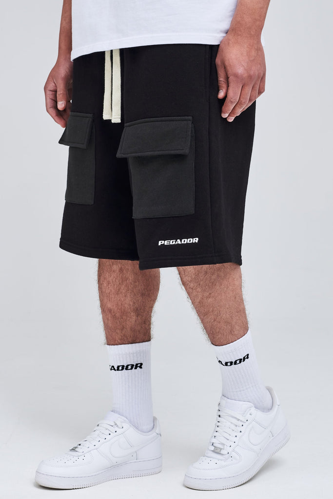 Lemont Heavy Sweat Cargo Shorts Black Coal Shorts | Men Modern Reality Men 