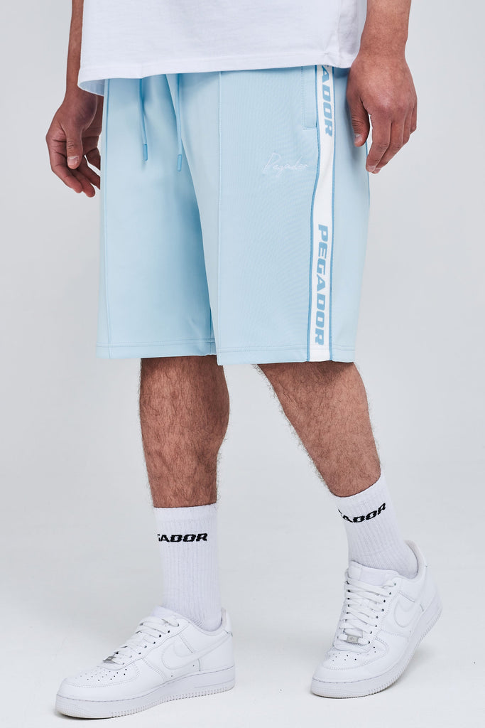 Logo Wide Track Shorts Aqua Bright White Shorts | Men Modern Reality Men 