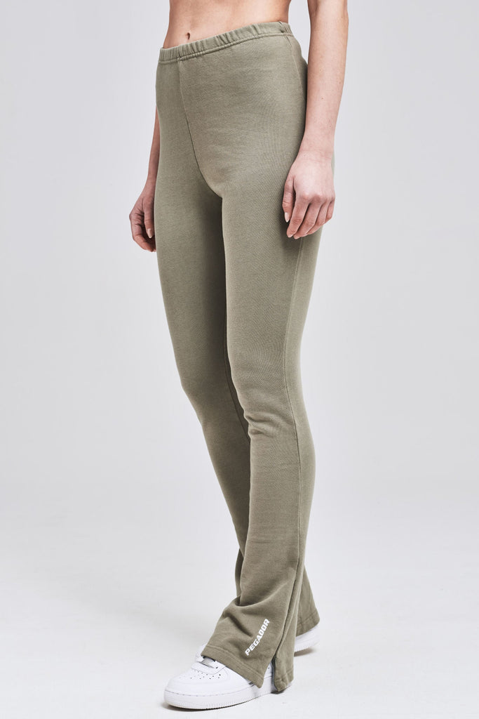 Bell Flared Sweat Leggings Washed Olive Bottoms | Women Life We Chose Female 
