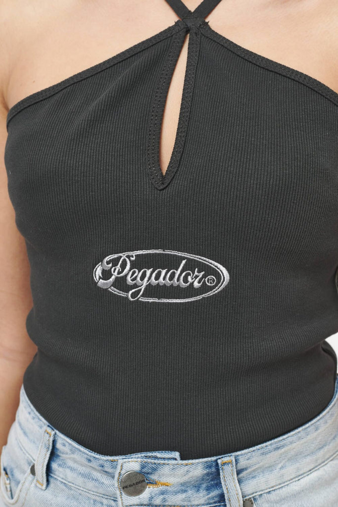 Santos Rib Neckholder Bodysuit Vintage Washed Iron Grey Bodysuit | Women Trust The Process | Women 