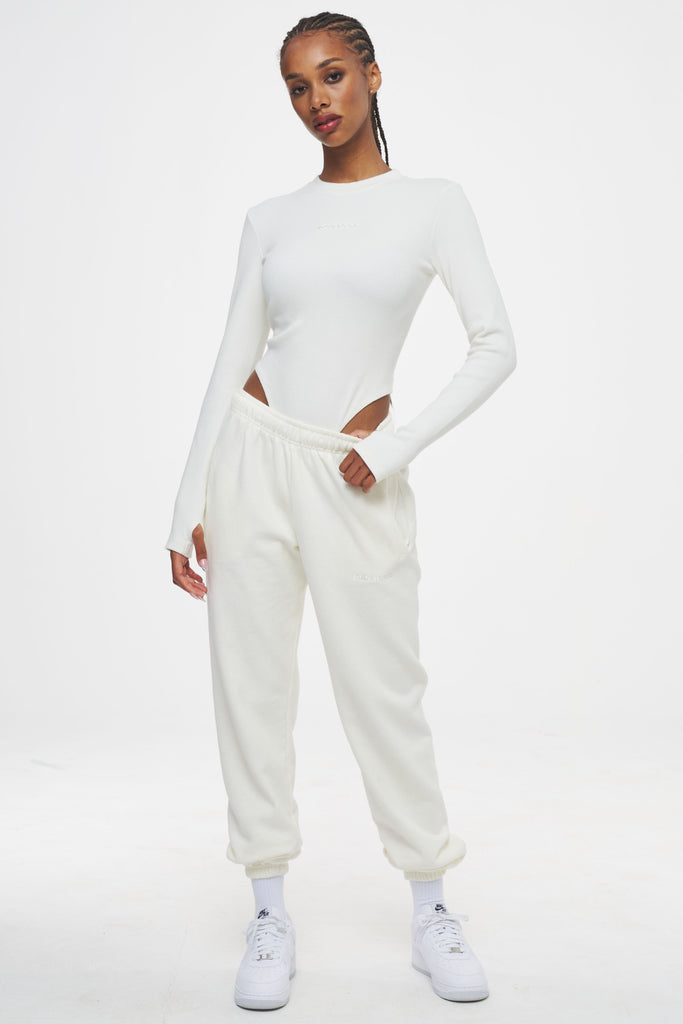 Amy Ribbed Bodysuit Washed Pearl White Tees | Women Ahead of Time Female 