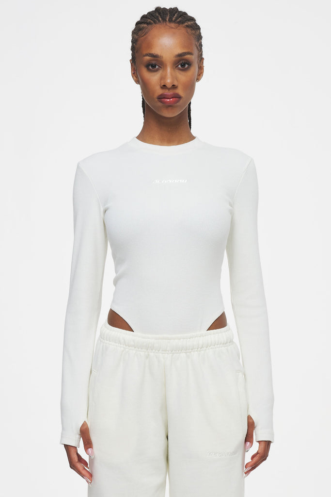 Amy Ribbed Bodysuit Washed Pearl White Tees | Women Ahead of Time Female 
